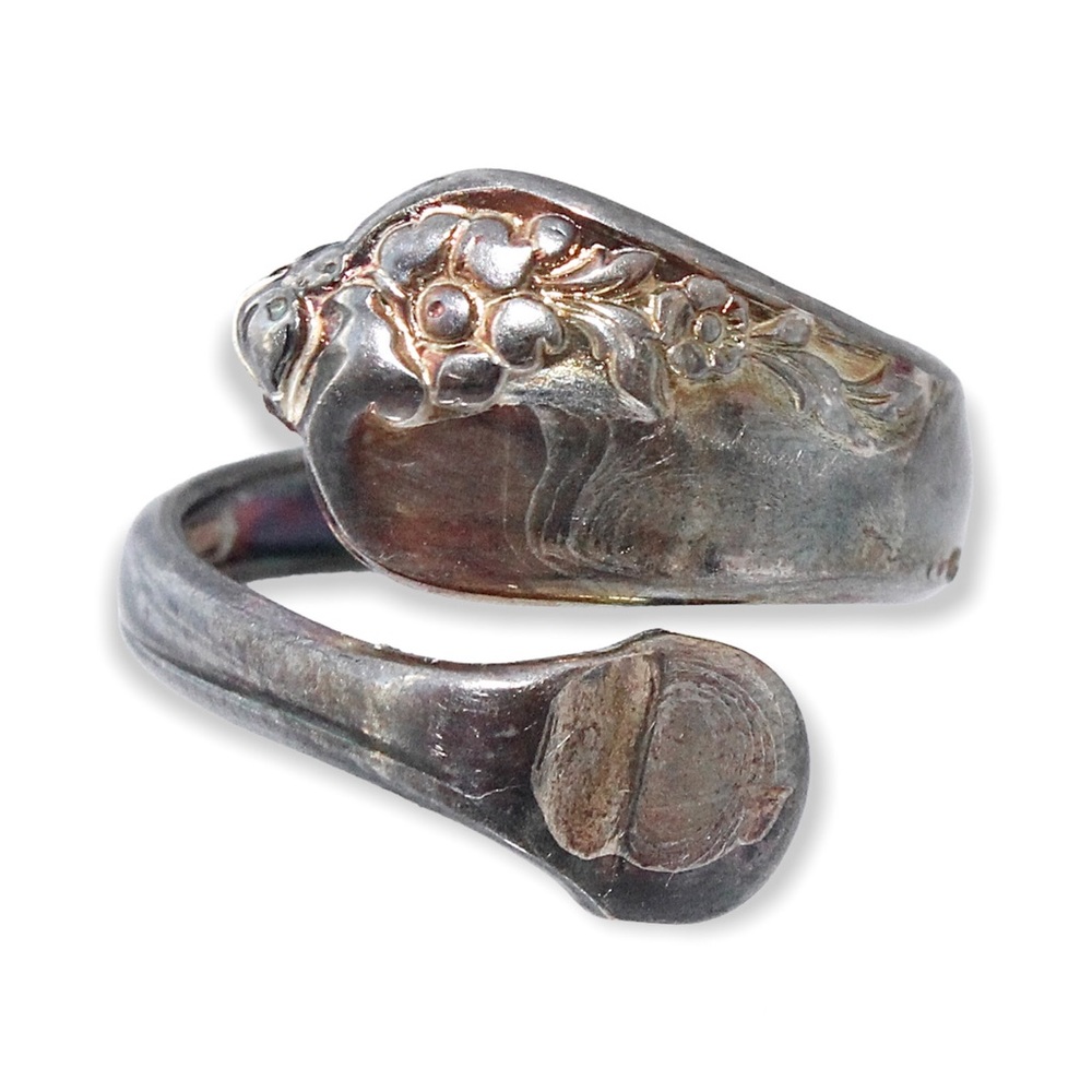 Vintage Oneida Community Sterling Silver Plated Spoon Ring Size 8 Wrap Bypass